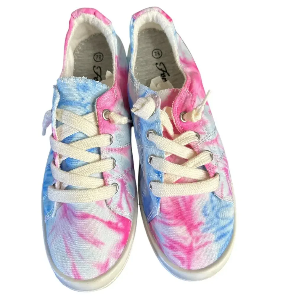 Forever  by Forever Link Tie‎ Dye Womens Sneakers 7.5 Shoes Pink Blue White NEW